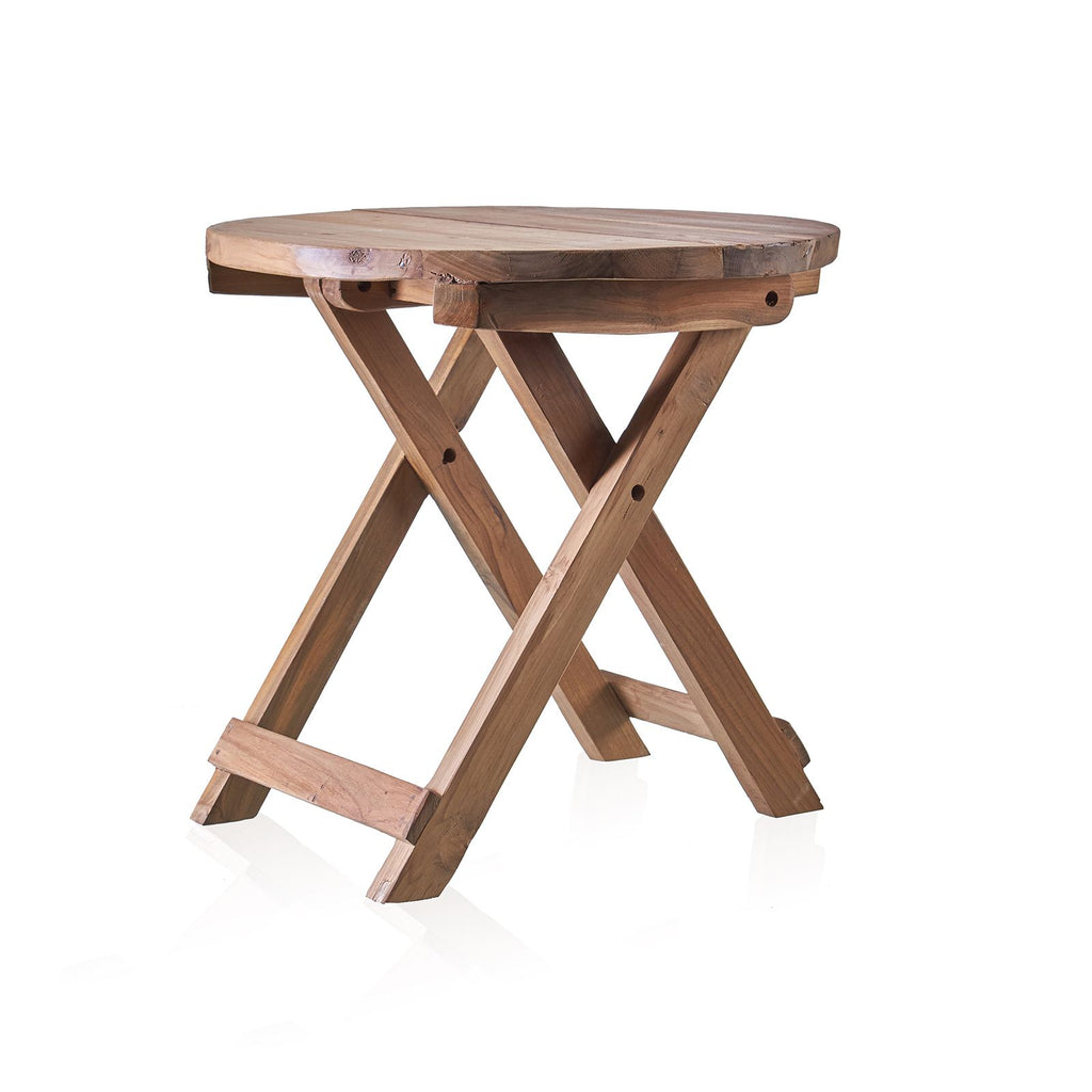 Round Folding Coffee Table, Recycled Teak - 50 cm – view 4