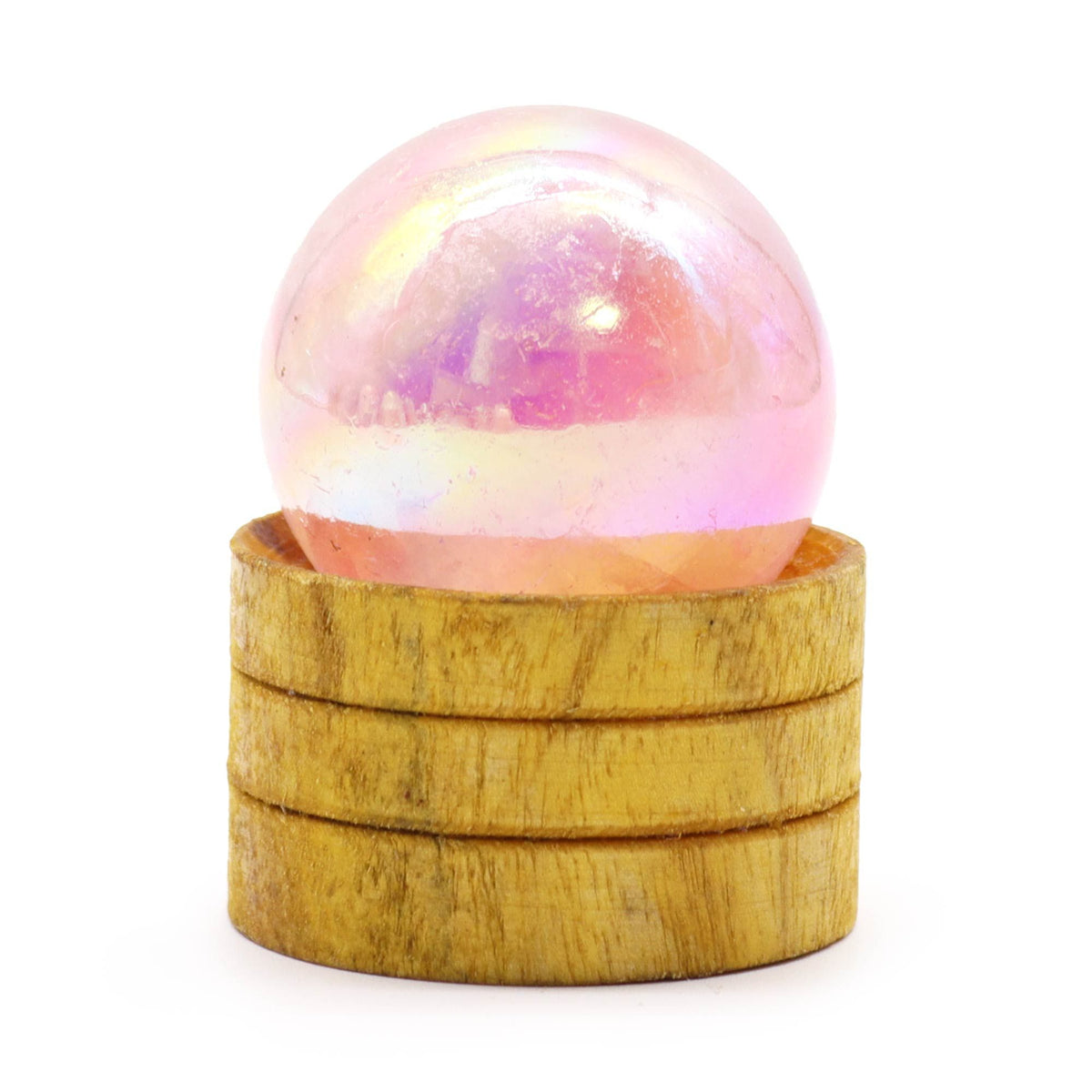 Rose Quartz Titanium Aura Sphere 40mm with Stand