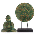 Buddha Feng Shui Set, Knot Mandala, Green Finish