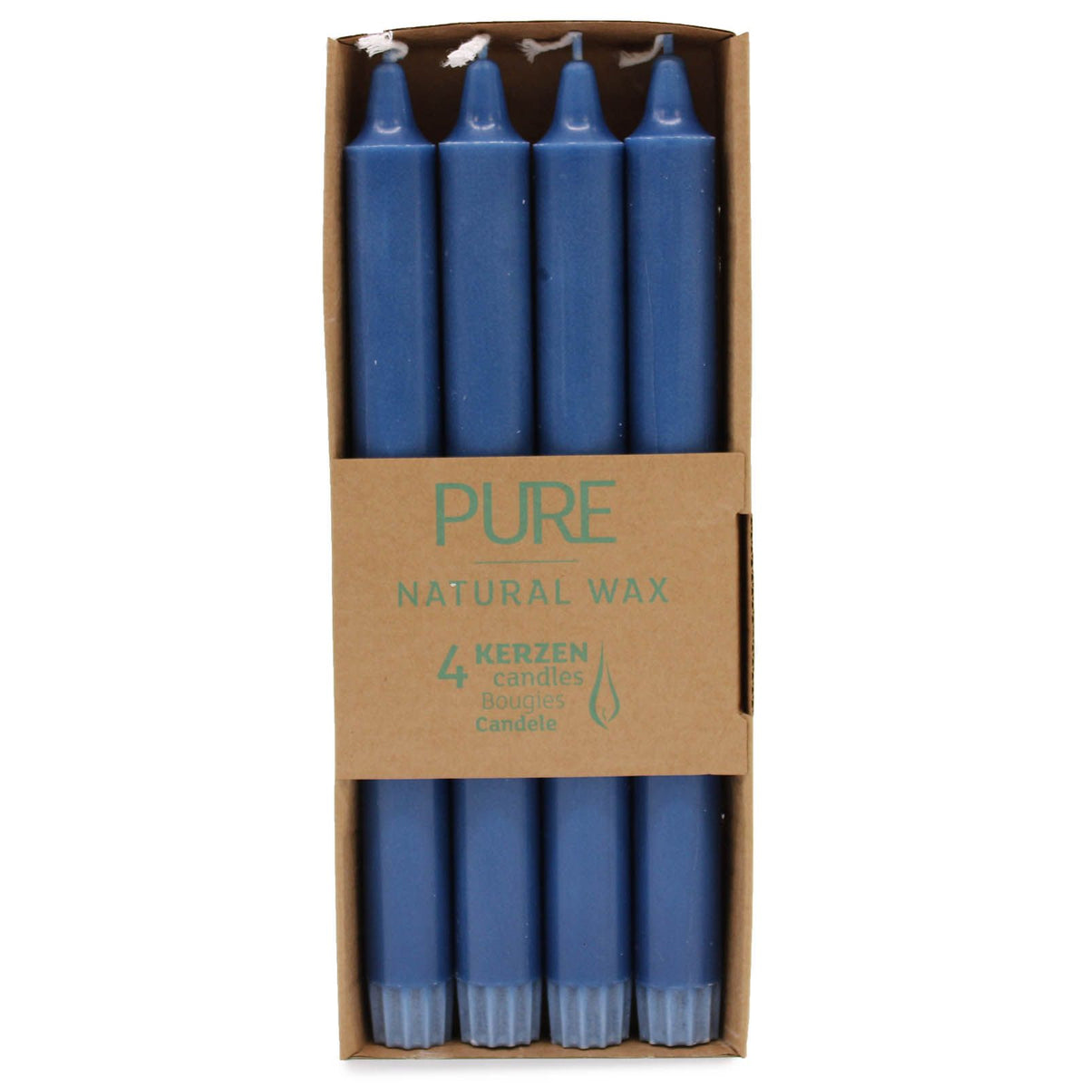 Blue Natural Wax Dinner Candles 25cm, Pack of 4 – view 2