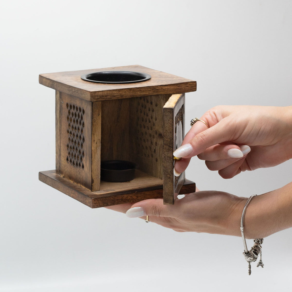 Large Mango Wood Box Oil Burner Elephant Design – view 4
