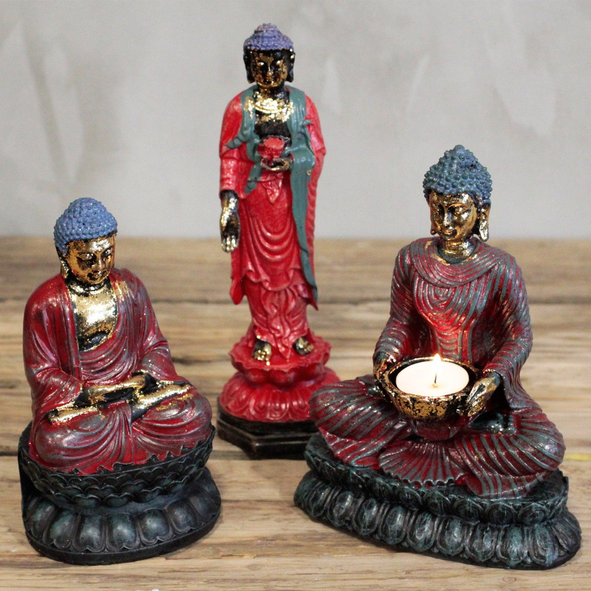 Buddha Devotee Candle Holder – Antique Style, 20 cm – view 2