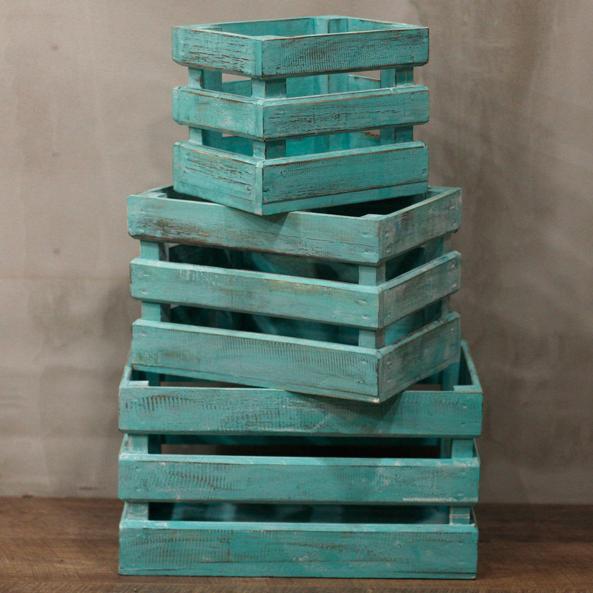 Set of 3 Wooden Storage Boxes - Greenwash – view 4