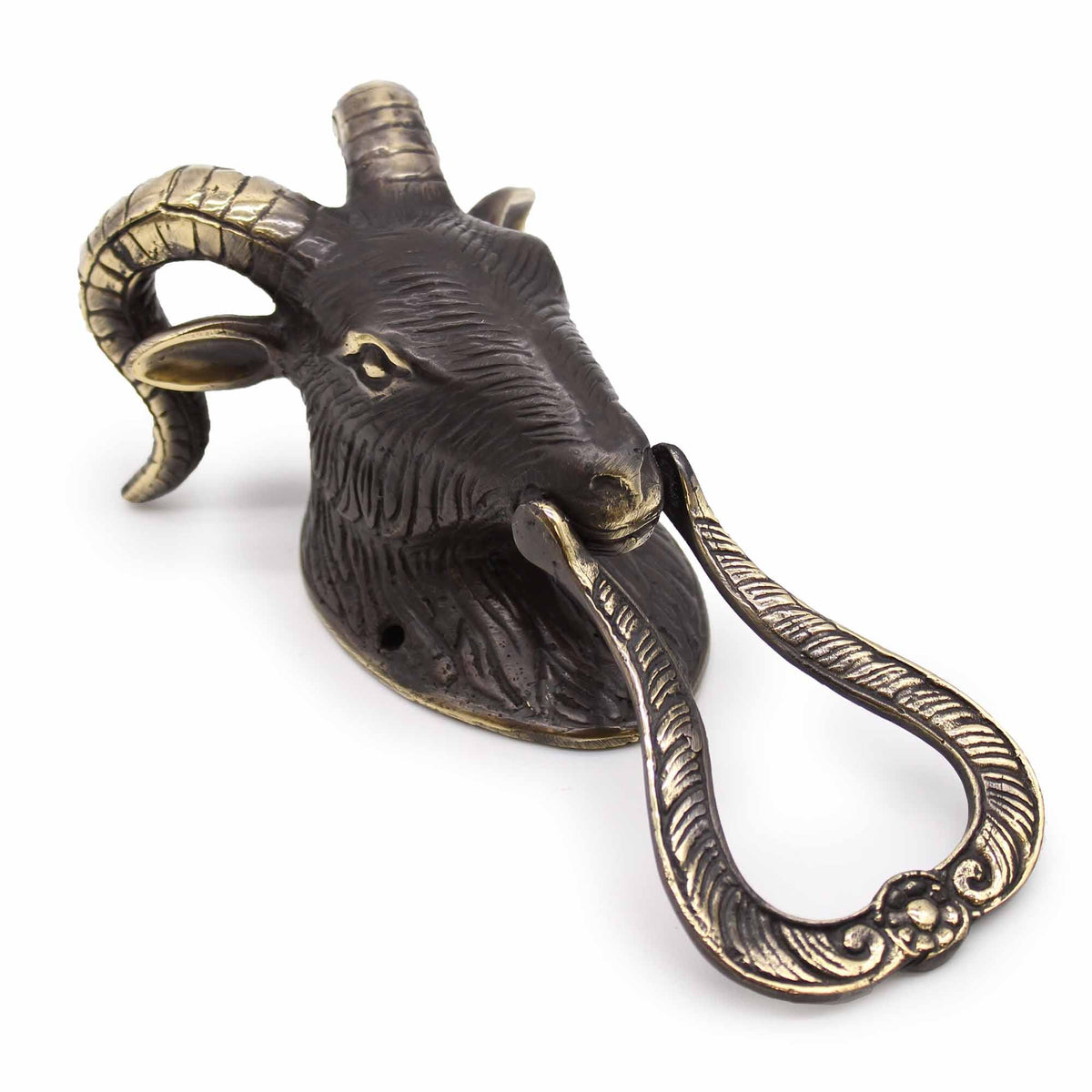 Brass Goat Head Door Knocker – Large