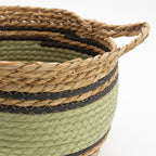 Cotton & Seagrass Baskets, Black and Green, Set of 3 – view 5