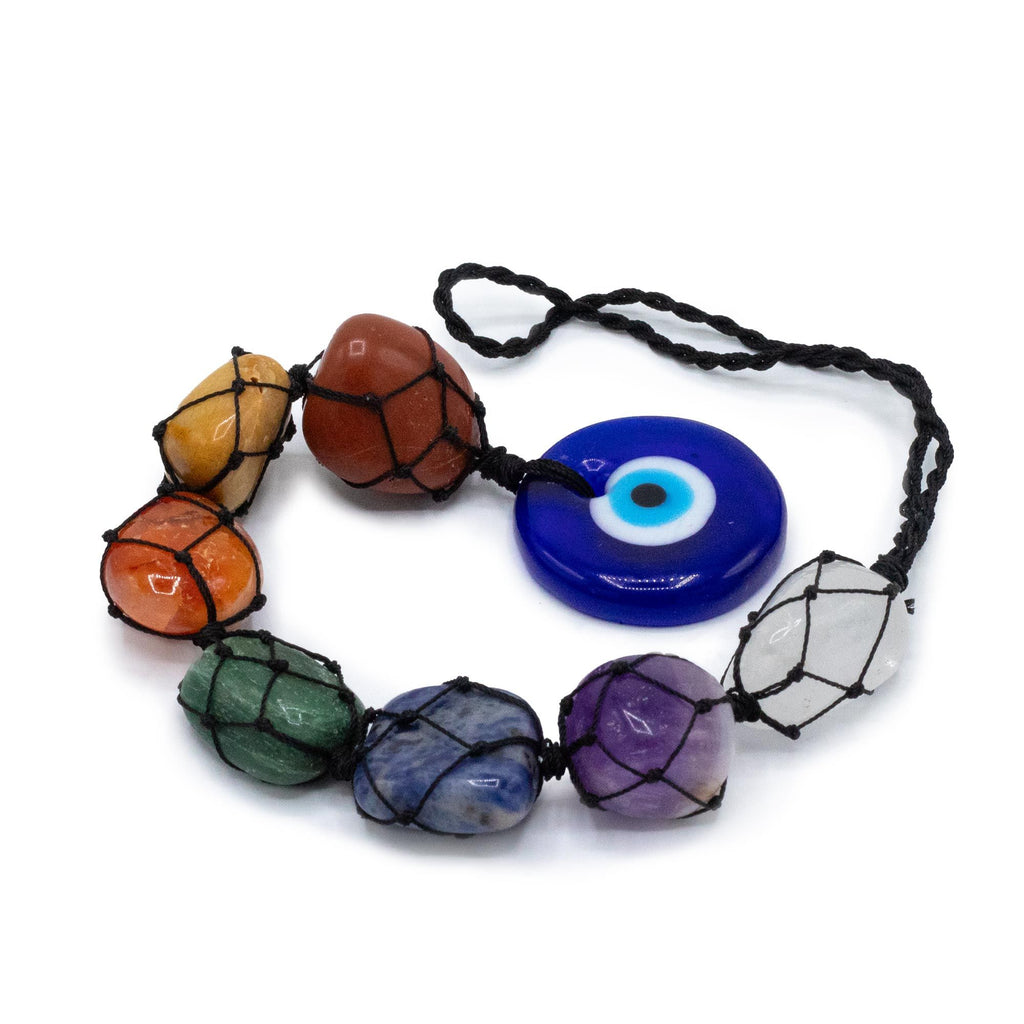 Seven Chakra Hanging Pendant with Evil Eye Charm