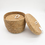 Seagrass Round Baskets with Lids, Set of 3 – view 6