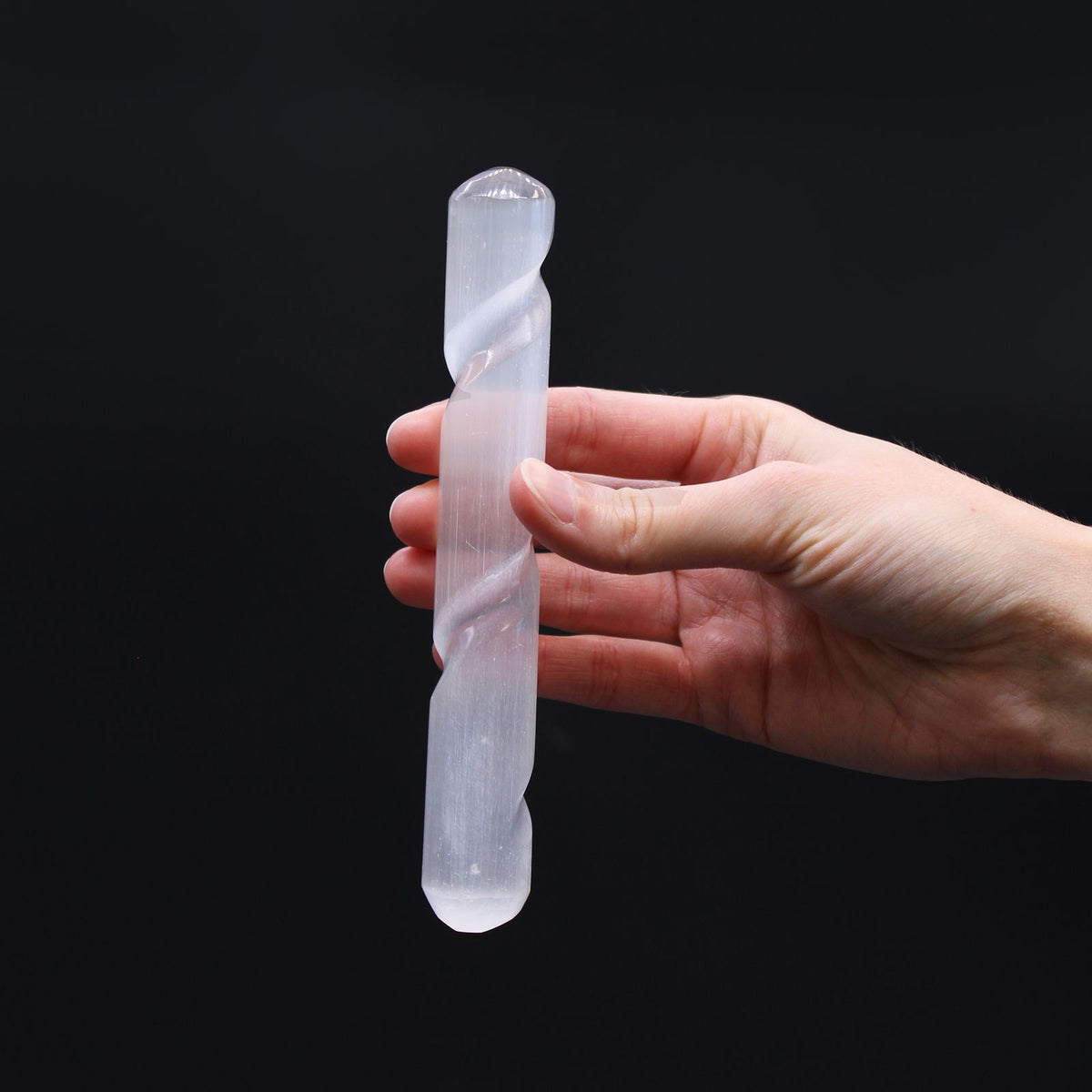 Selenite Spiral Wand - 16cm, Round Both Ends – view 2