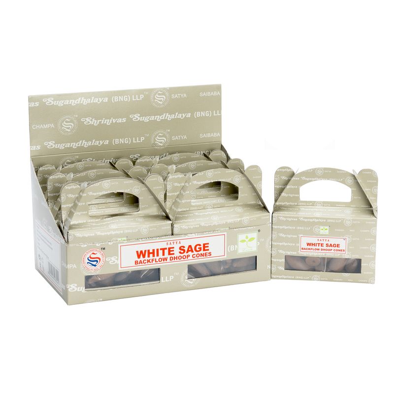 Satya White Sage Backflow Dhoop Cones, Pack of 24