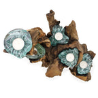 Molten Glass Five-Candle Holder on Wood – view 11
