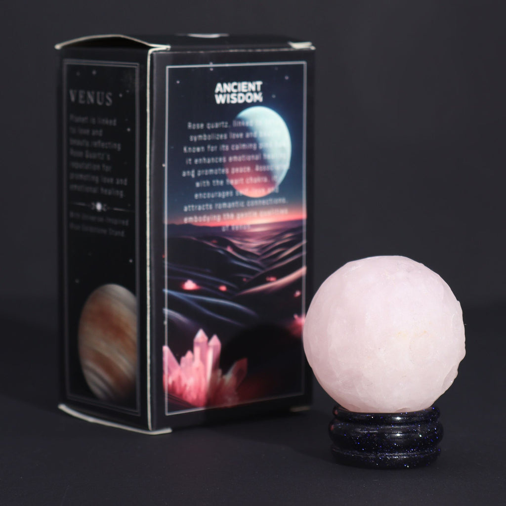 Rose Quartz Planet on Goldstone Stand - 40mm – view 7