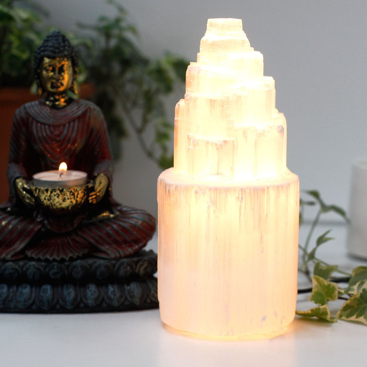 Natural Selenite Tower Lamp - 20 cm – view 4
