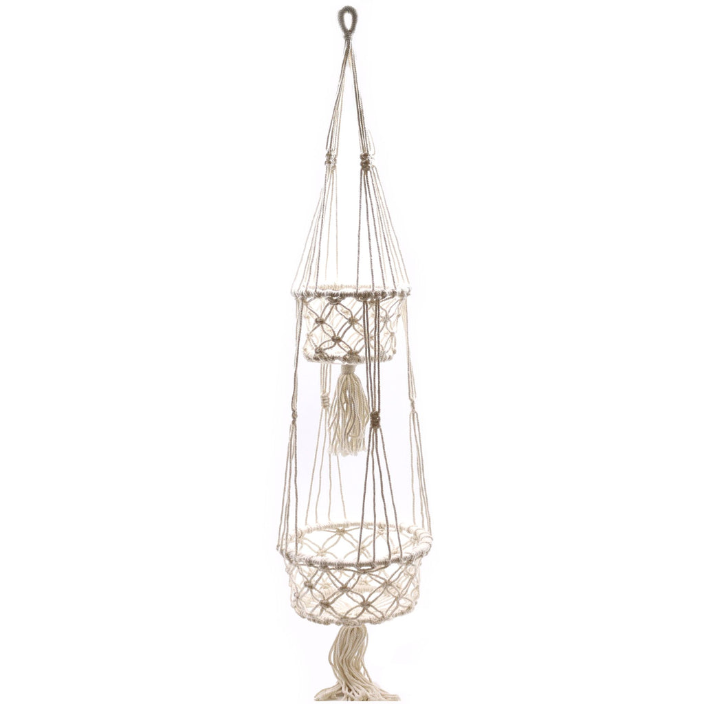 Double-Pot Macrame Plant Hanger, 100cm Long – view 10