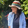 Hand-Knitted Hemp and Cotton Boho Festival Hat - Rainbow