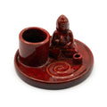 Ceramic Buddha Incense Plate - Soft Red