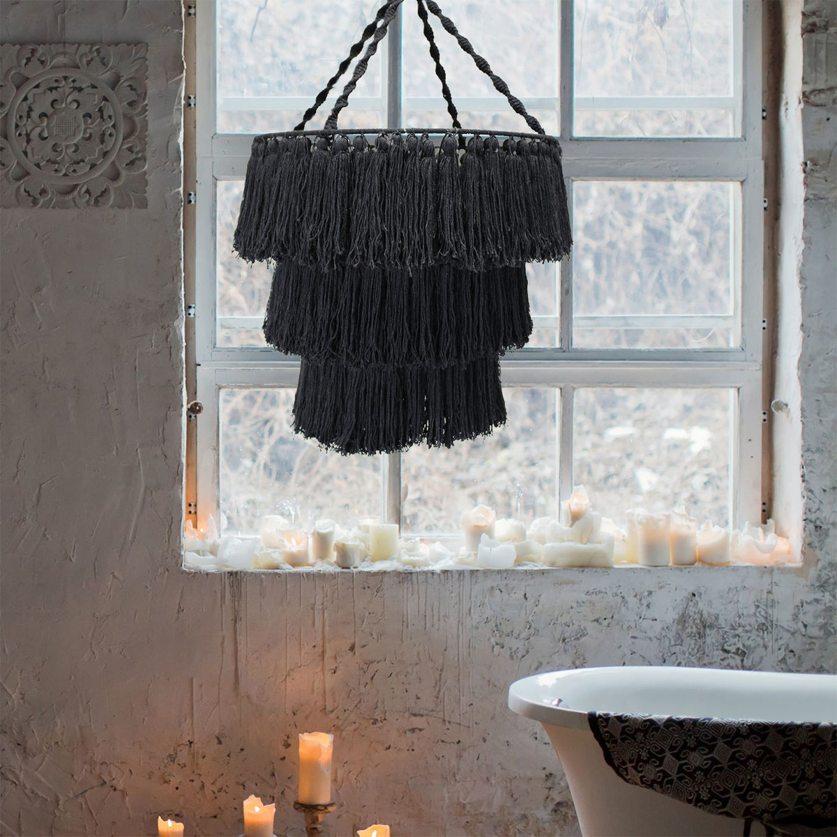 Macrame Soft Chandelier - Black – view 2