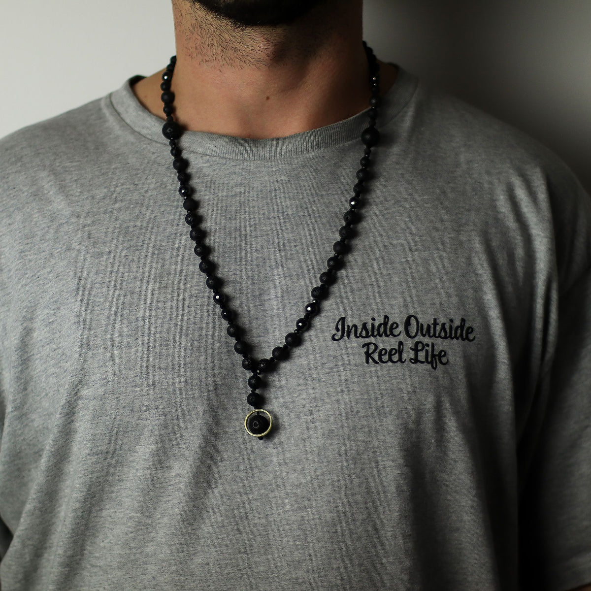 Black Lava Stone Necklace - Renewal & Rebirth – view 2
