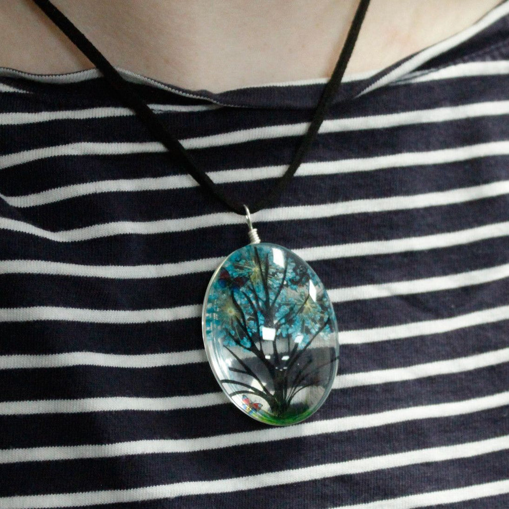 Tree of Life Pressed Flower Jewellery Set - Green – view 5