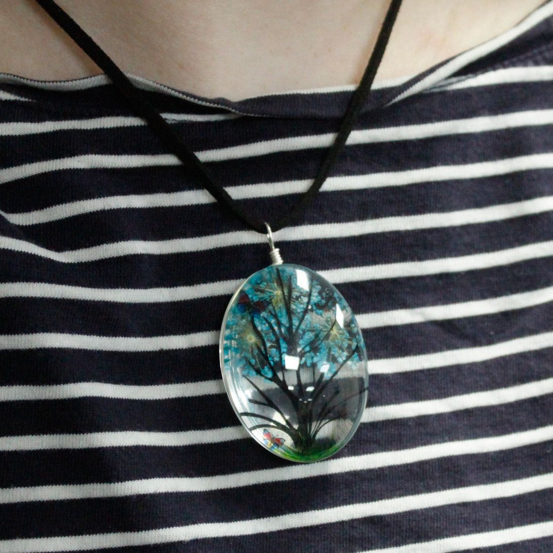 Tree of Life Pressed Flower Jewellery Set - Green – view 5