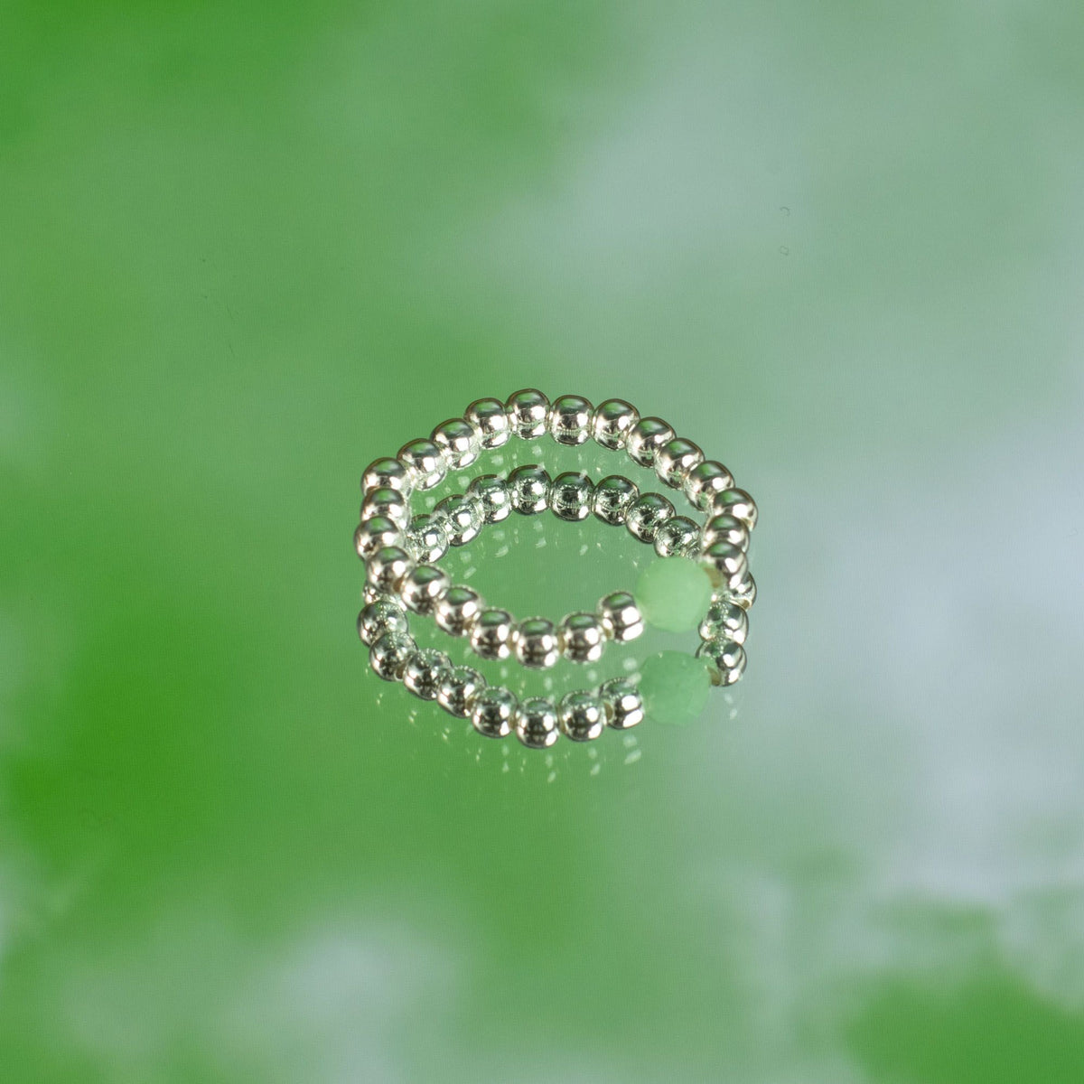 Nymph Gemstone Ring Set - Forest Spirit Aventurine & Rose Quartz – view 3