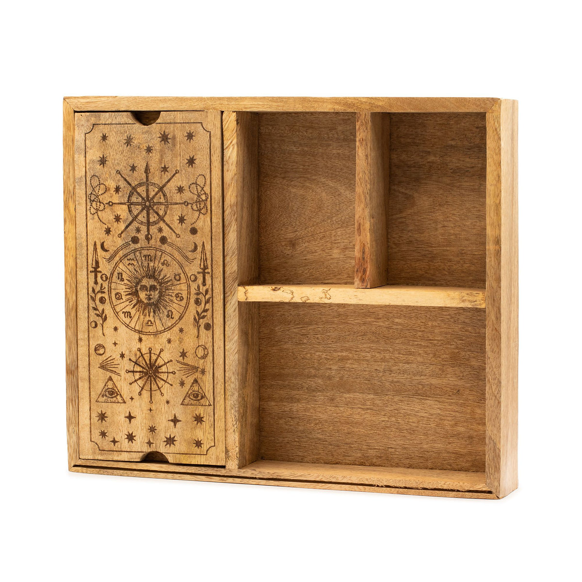 Wide Four Section Tarot Box with Card Holder