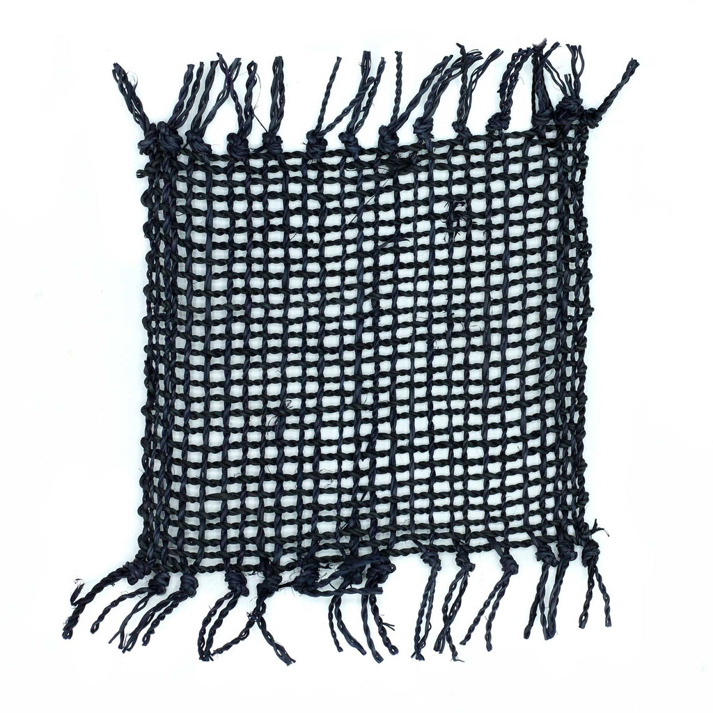 Set of 4 Seagrass Fringe Coasters - Black – view 2