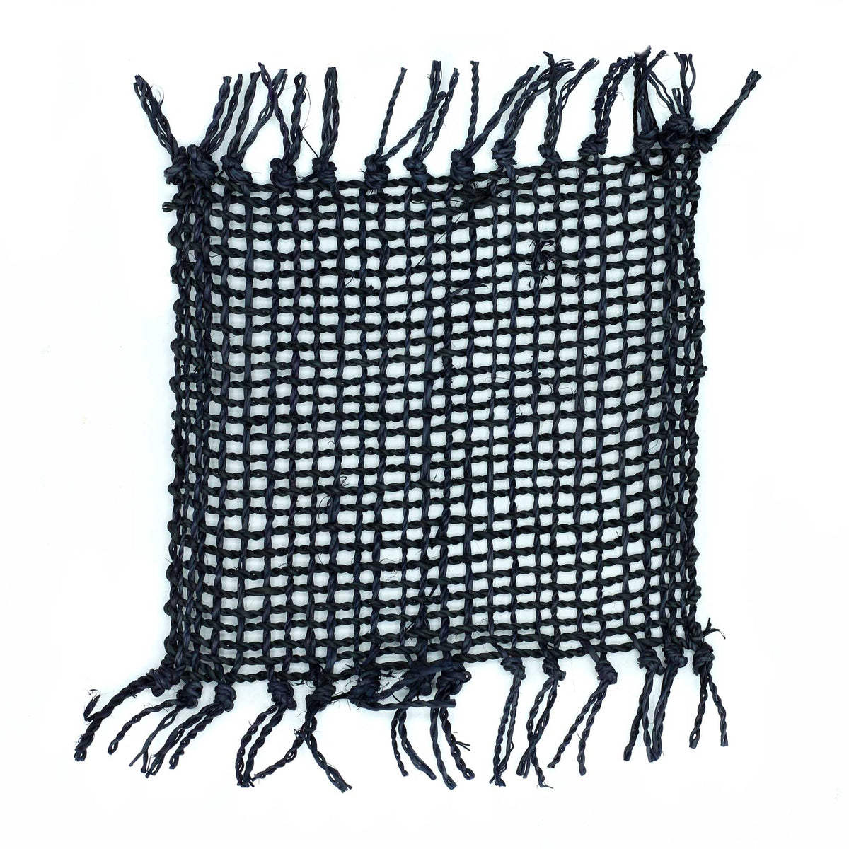 Set of 4 Seagrass Fringe Coasters - Black – view 2