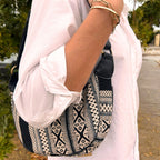Jacquard Hobo Bag - Grey Metro, Black Strap – view 3