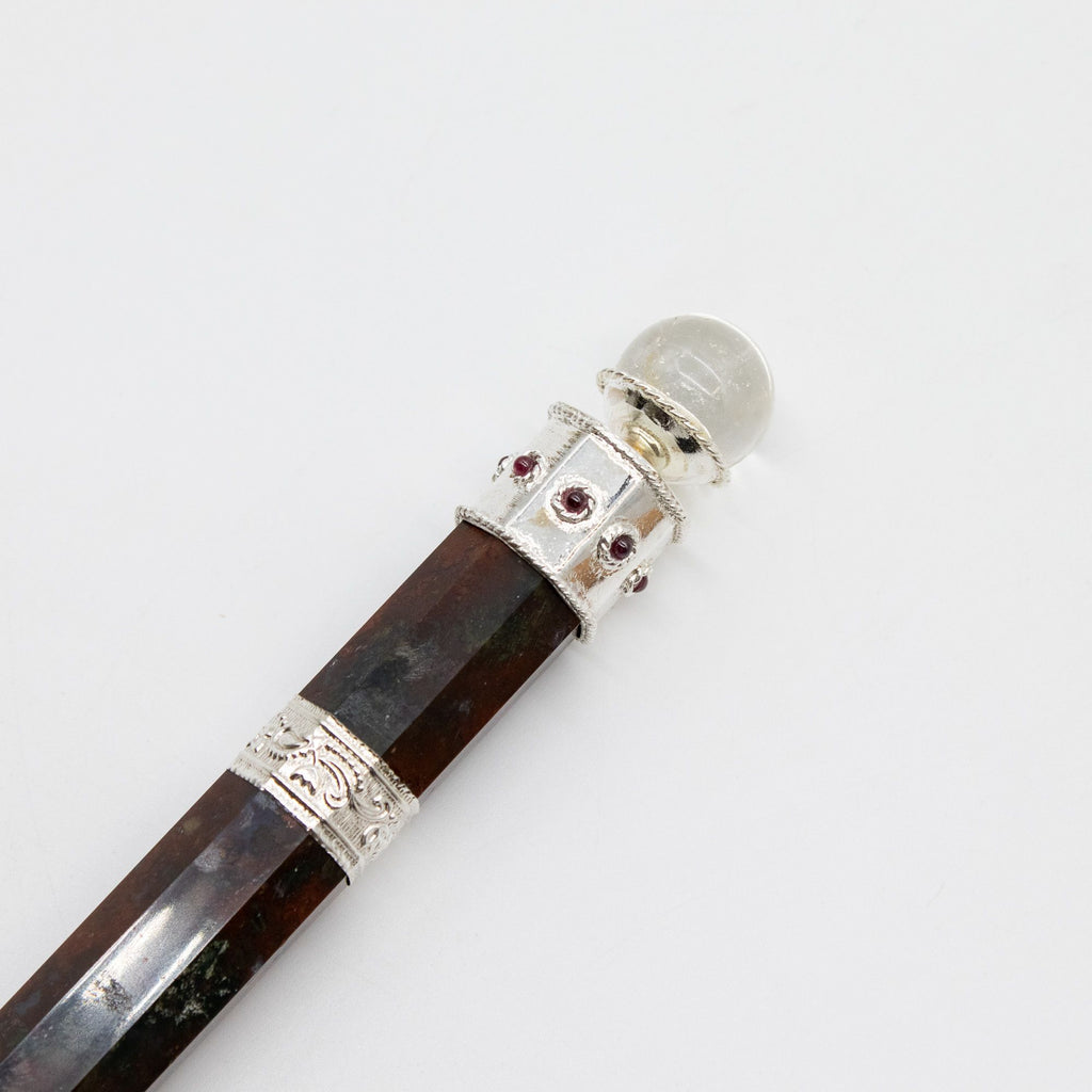 Bloodroot Sovereign Wand - Extra Long Jasper Wand with Ball Top - 26cm – view 7