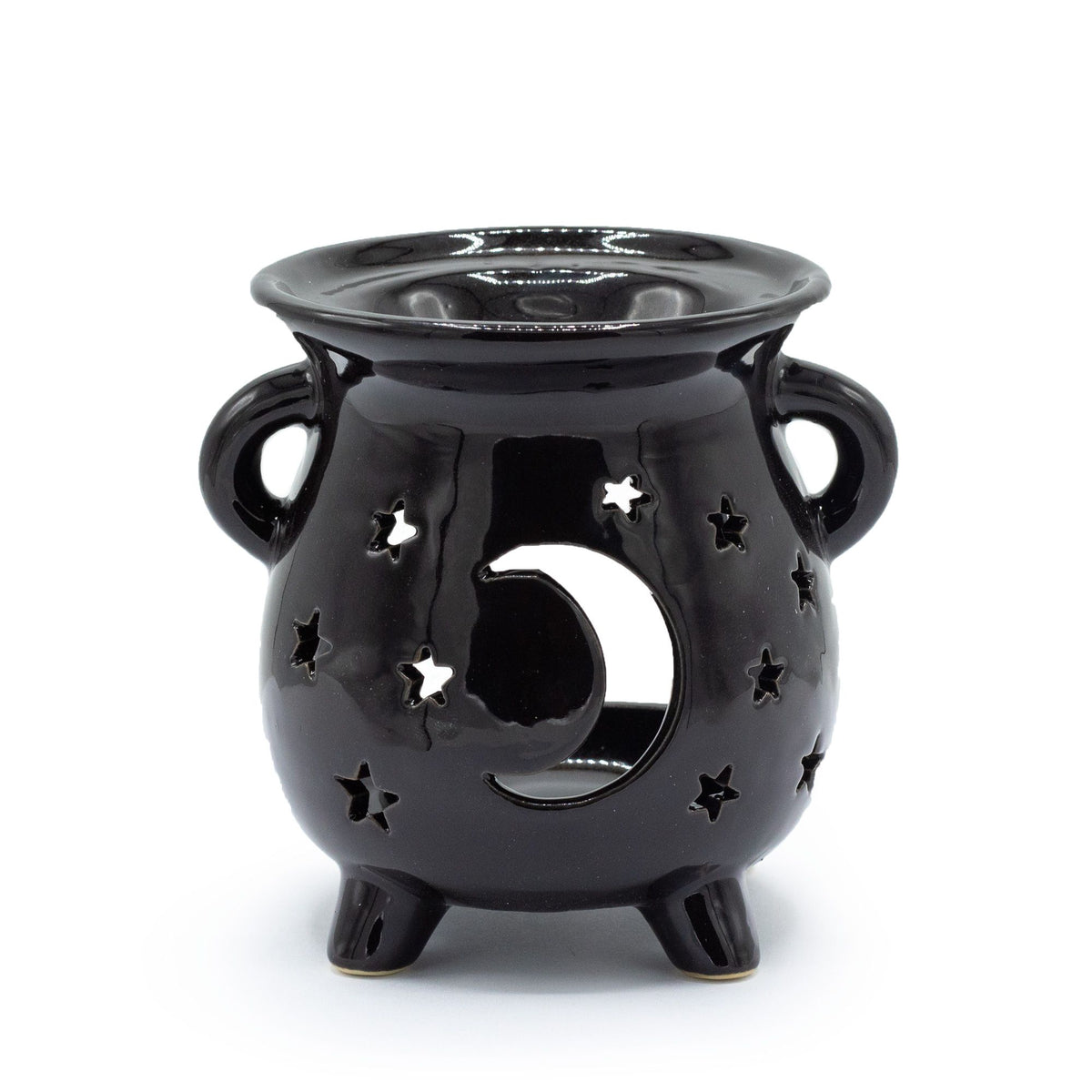 Ceramic Oil Burner - Moon & Stars Cutout - Black – view 2