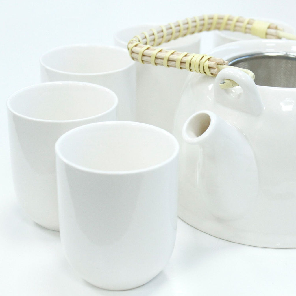 Ceramic Herbal Teapot Set with 6 Cups - Classic White – view 3