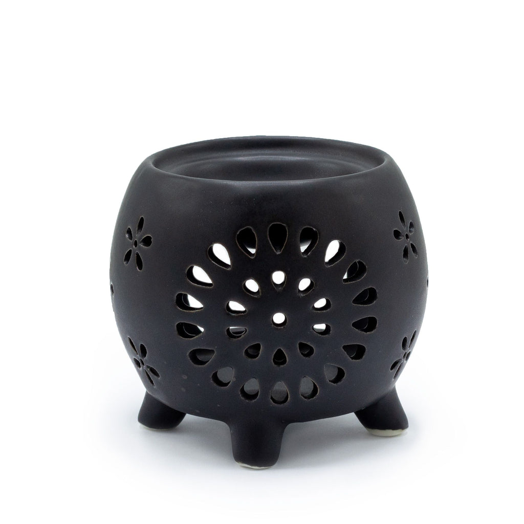 Squat Pot Oil Burner Flower Burst - Matt Black – view 2