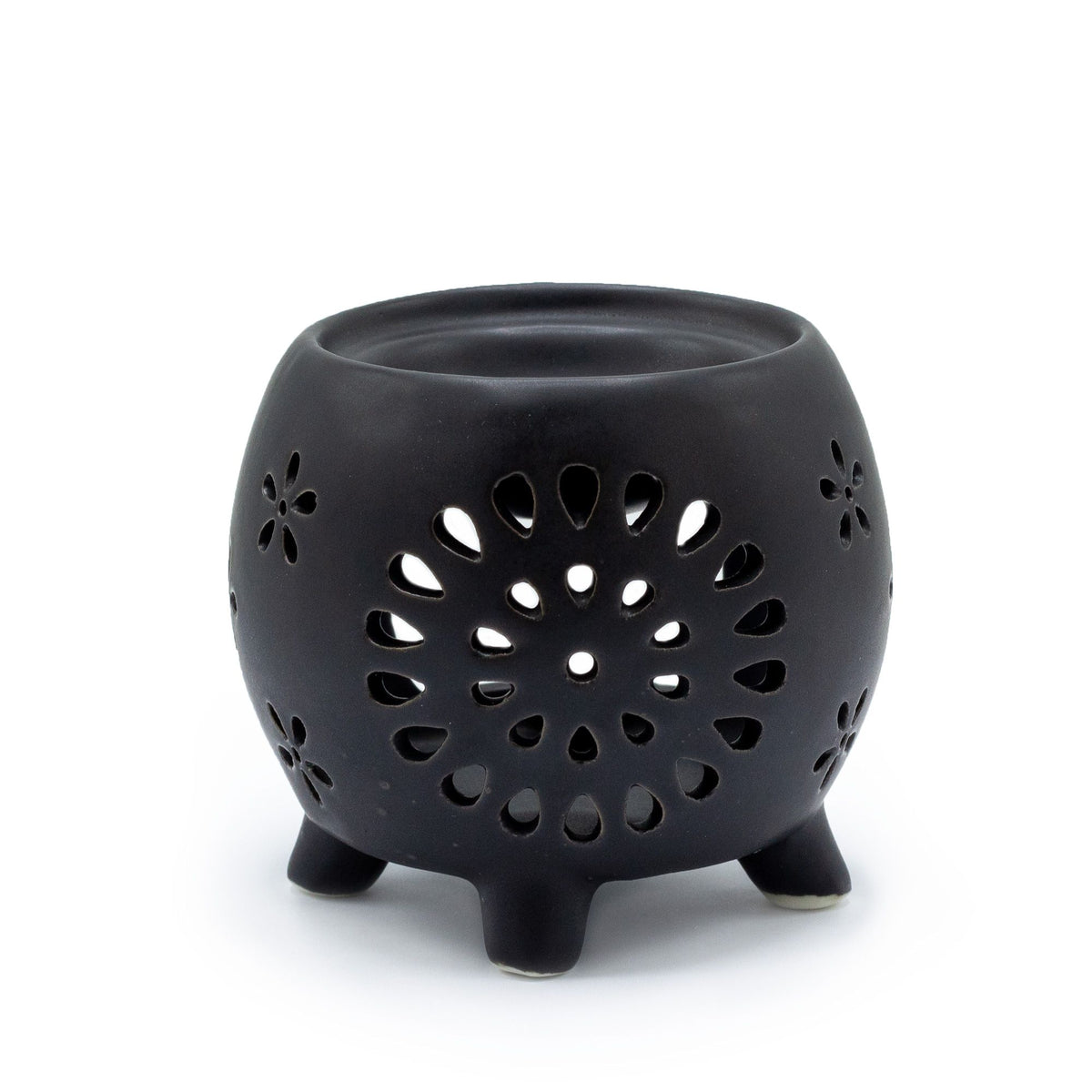 Squat Pot Oil Burner Flower Burst - Matt Black – view 2