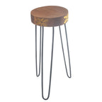 Albasia Wood Plant Stand - Natural & Gold Detail – view 3