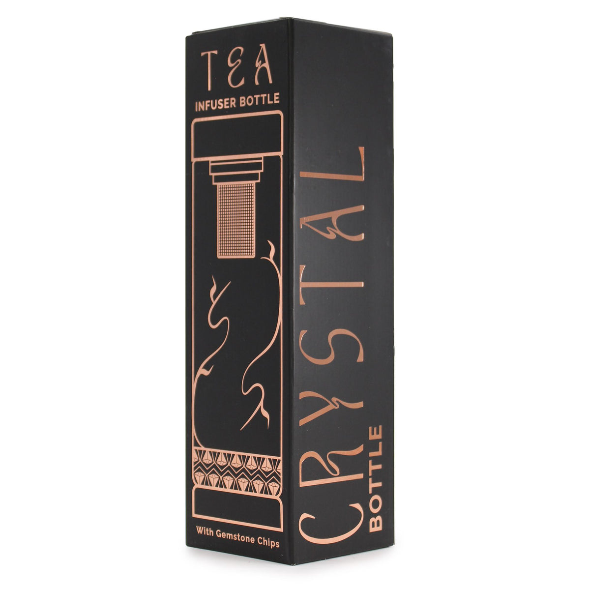Crystal Glass Tea Infuser Bottle - Rose Gold - Red Jasper – view 4