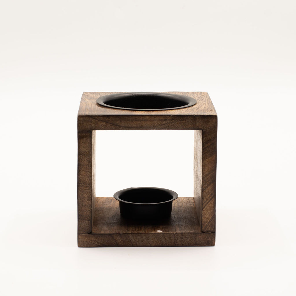 Square Mango Wood Oil Burner - Yin Yang – view 3
