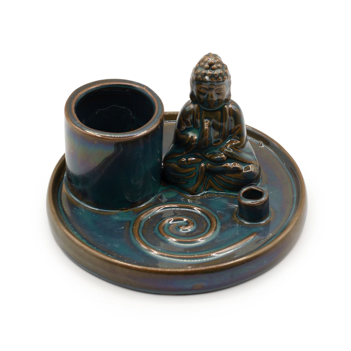Ceramic Buddha Incense Plate - Blue – view 2