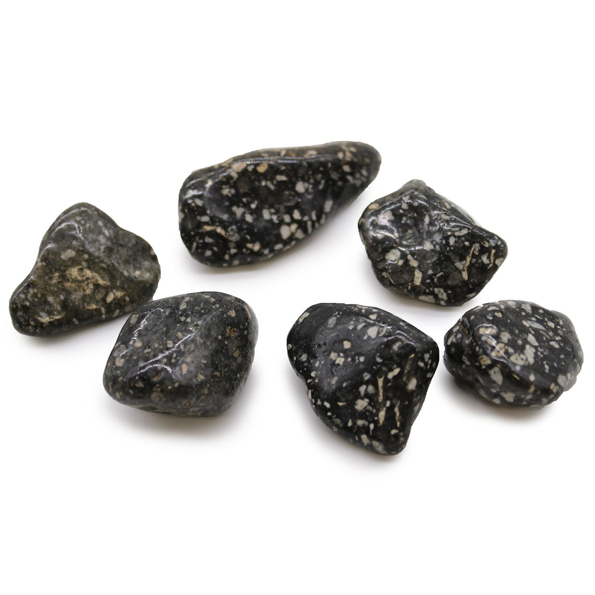 Bag of 6 Large African Tumble Stones - Guinea Fowl Jasper