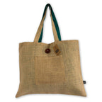 Reversible Jute and Cotton Big Bag in Teal – view 4