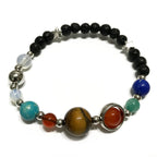 Lava Stone Bracelet with Silver Solar System Beads – view 4