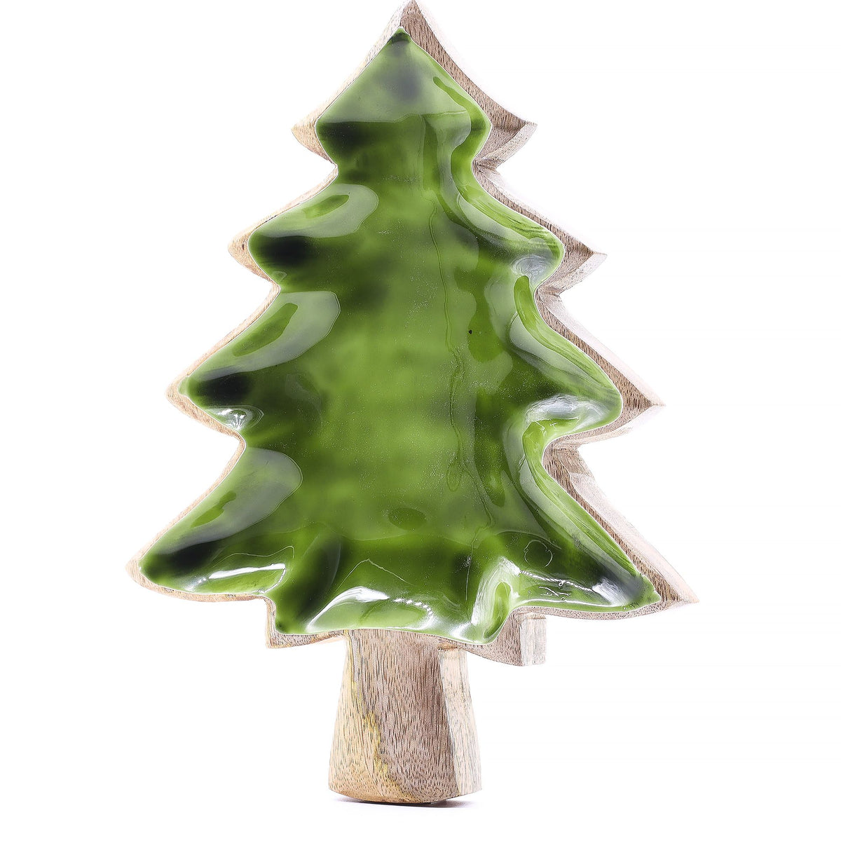 Green Enamel Tree Wooden Bowl - 25 x 19 cm – view 2