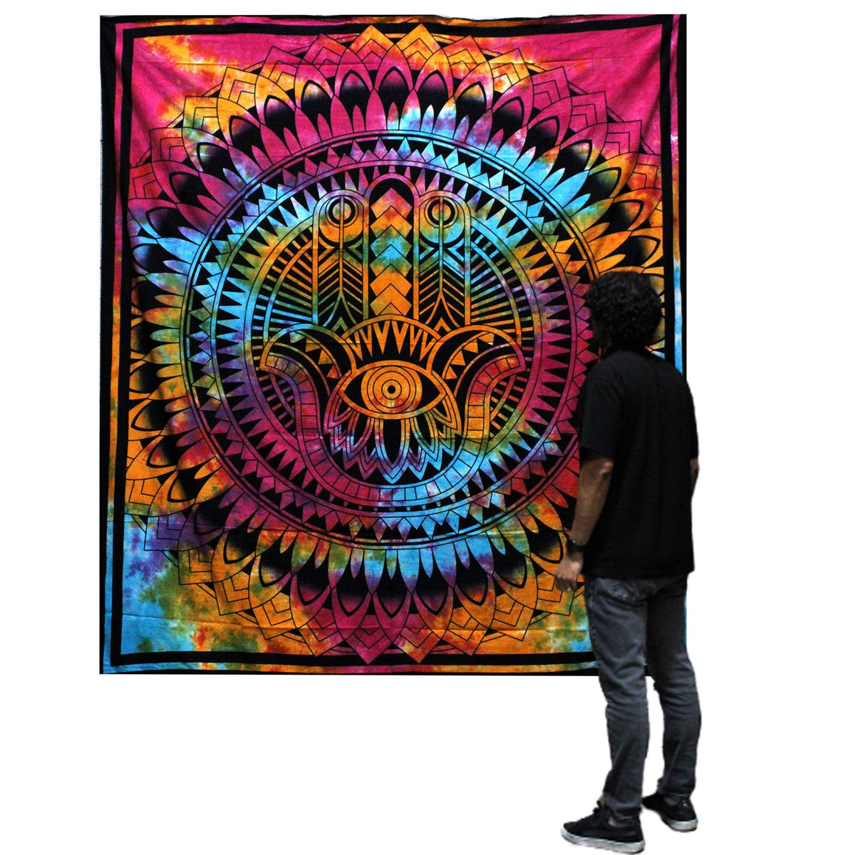 Double Cotton Bedspread & Wall Hanging - Hamsa 230x200cm – view 2