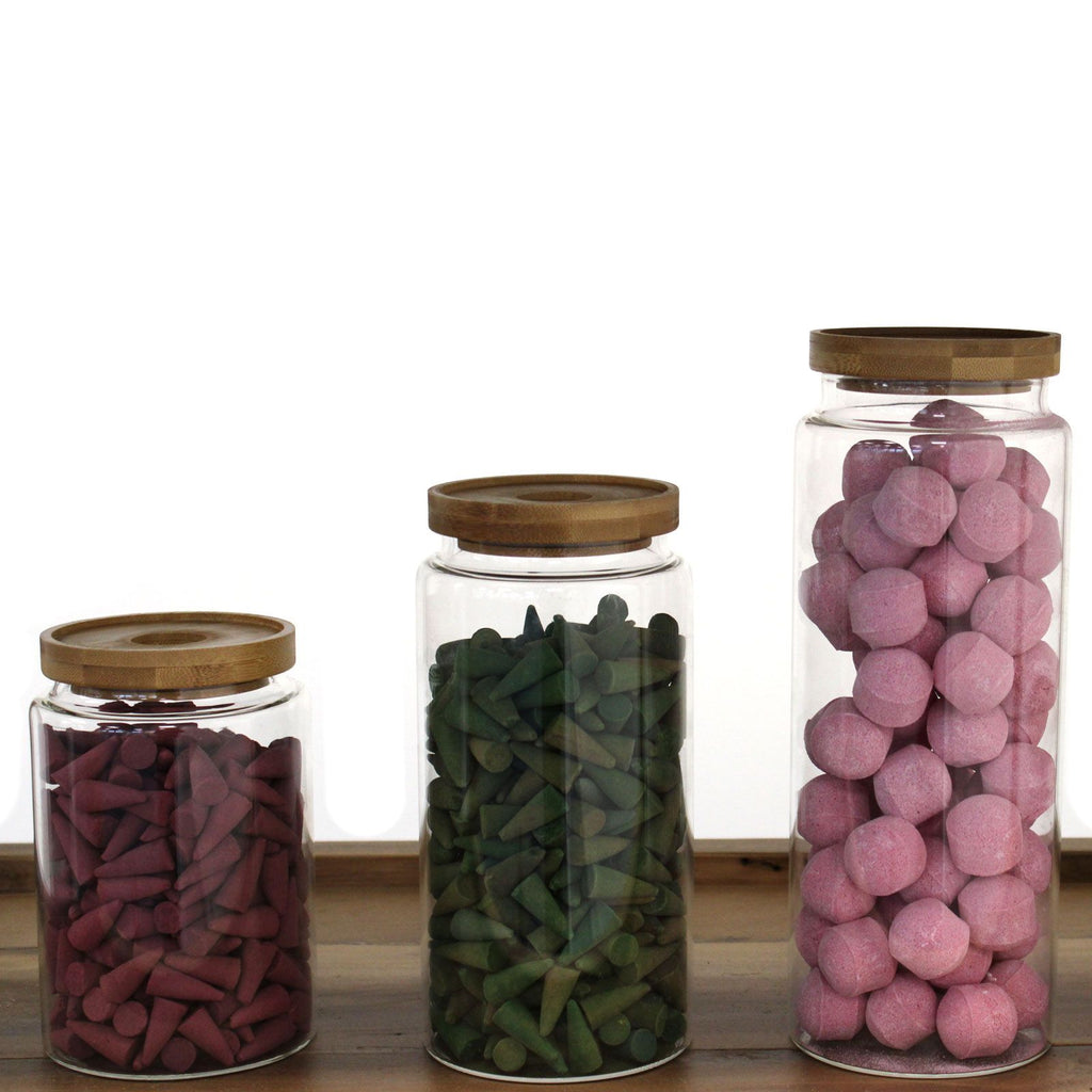 Cottage Glass Storage Jar with Bamboo Lid - 25 cm