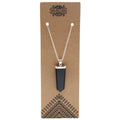 Black Agate Flat Pencil Pendant Necklace