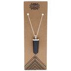 Black Agate Flat Pencil Pendant Necklace