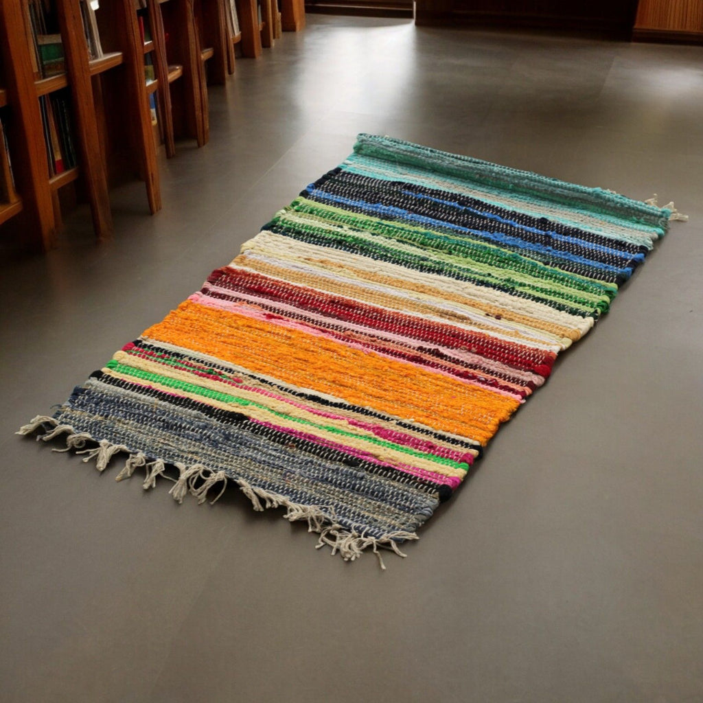 Small Rag Rug, Rainbow Colours - 50 x 90cm
