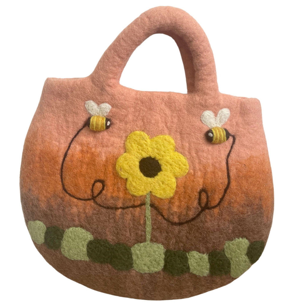 Sun Flower & Bees Felted Wool Bag - 35x27cm – view 4