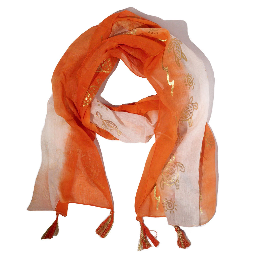 Nomad Sari Turtle Print Summer Scarf - Coral