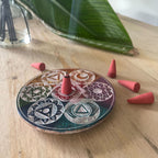 Soapstone Disc Incense Holder 10cm - Seven Chakra – view 4