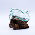 Molten Glass Wavy Bowl on Wood 18cm – view 2